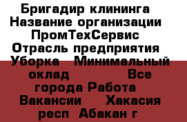 Бригадир клининга › Название организации ­ ПромТехСервис › Отрасль предприятия ­ Уборка › Минимальный оклад ­ 30 000 - Все города Работа » Вакансии   . Хакасия респ.,Абакан г.